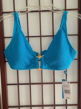 NWT Bleu Rod Beattie Bright Turquoise Blue Halter Bikini Top in Size 8